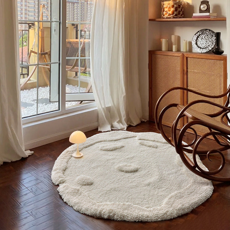 Contemporary Nordic Cotton Linen & Polyester Irregular Round Area Rug Non-Slip Plush Carpet For Living Room & Bedroom