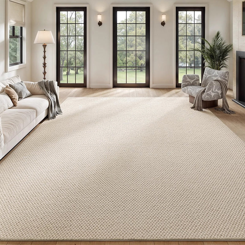 Modern Minimalist Wool Cotton Fabric Blend Rectangular Area Rug Non-Slip Durable Carpet For Living Room & Bedroom