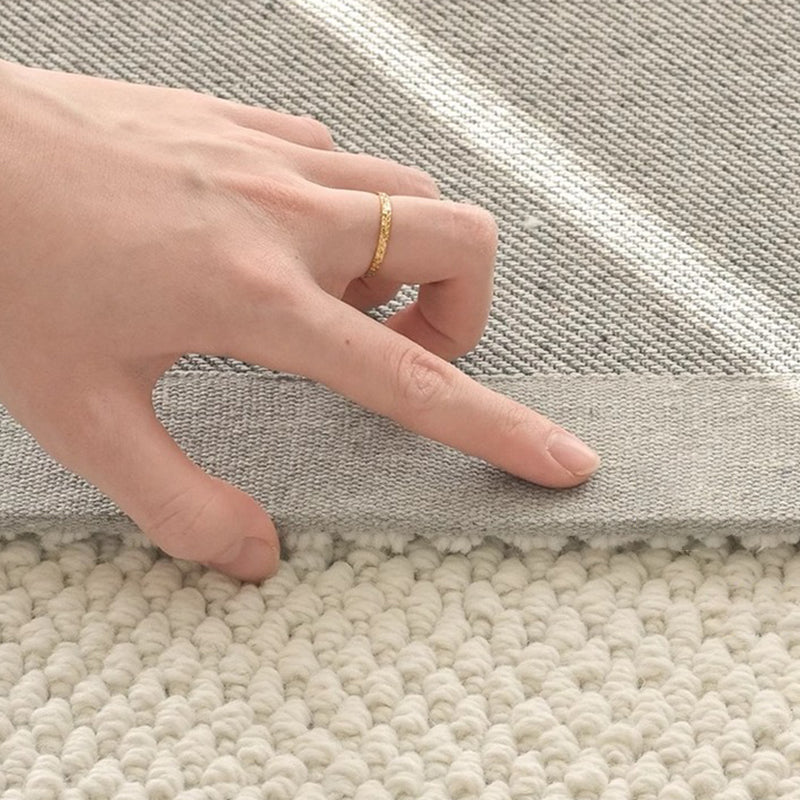 Modern Minimalist Wool Cotton Fabric Blend Rectangular Area Rug Non-Slip Durable Carpet For Living Room & Bedroom