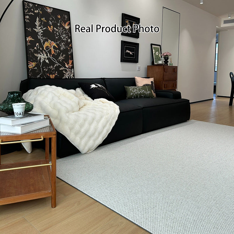 Modern Minimalist Wool Cotton Fabric Blend Rectangular Area Rug Non-Slip Durable Carpet For Living Room & Bedroom