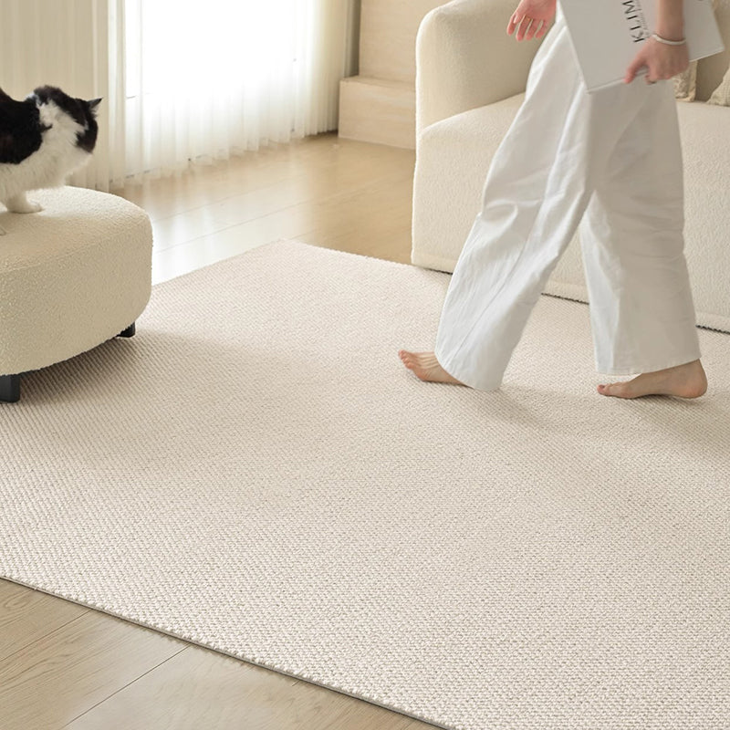 Modern Minimalist Wool Cotton Fabric Blend Rectangular Area Rug Non-Slip Durable Carpet For Living Room & Bedroom