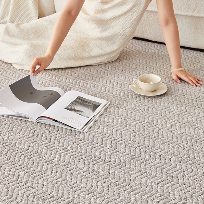 Contemporary Scandinavian Wool Cotton-Linen Blend Nylon Textured Area Rug For Living Room & Bedroom, Non-Slip Plush Carpet
