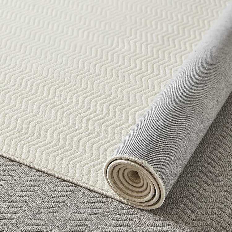 Contemporary Scandinavian Wool Cotton-Linen Blend Nylon Textured Area Rug For Living Room & Bedroom, Non-Slip Plush Carpet