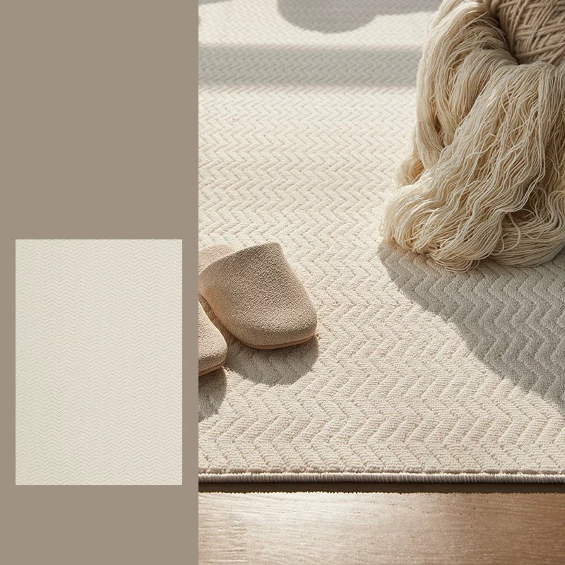 Contemporary Scandinavian Wool Cotton-Linen Blend Nylon Textured Area Rug For Living Room & Bedroom, Non-Slip Plush Carpet