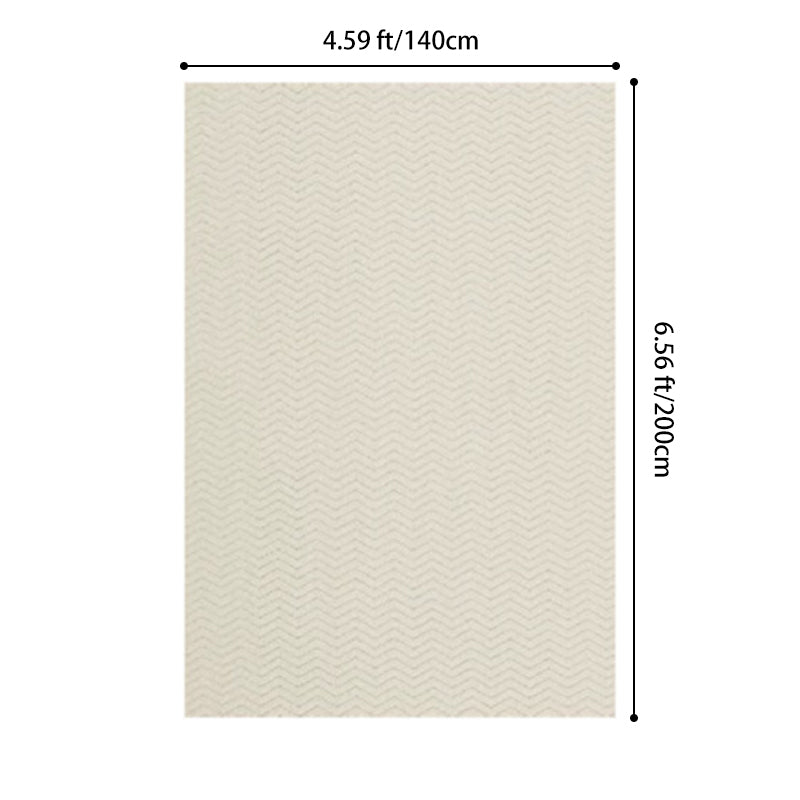 Contemporary Scandinavian Wool Cotton-Linen Blend Nylon Textured Area Rug For Living Room & Bedroom, Non-Slip Plush Carpet