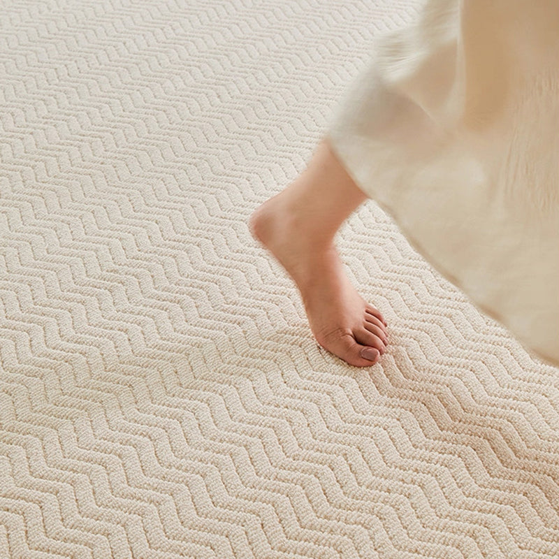 Contemporary Scandinavian Wool Cotton-Linen Blend Nylon Textured Area Rug For Living Room & Bedroom, Non-Slip Plush Carpet