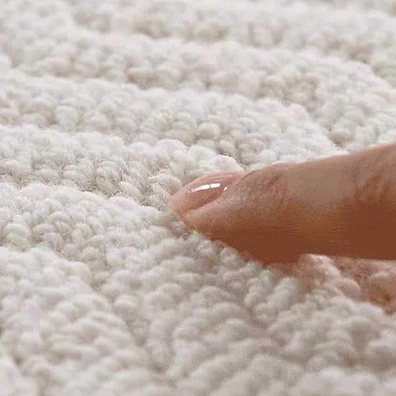 Contemporary Scandinavian Wool Cotton-Linen Blend Nylon Textured Area Rug For Living Room & Bedroom, Non-Slip Plush Carpet
