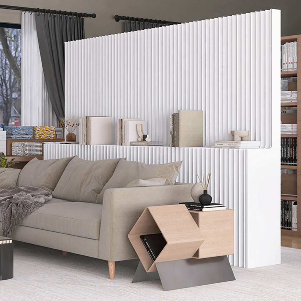 Modern Minimalist Kraft Paper Rectangular Folding Room Divider Shelf Screen For Living Room Office