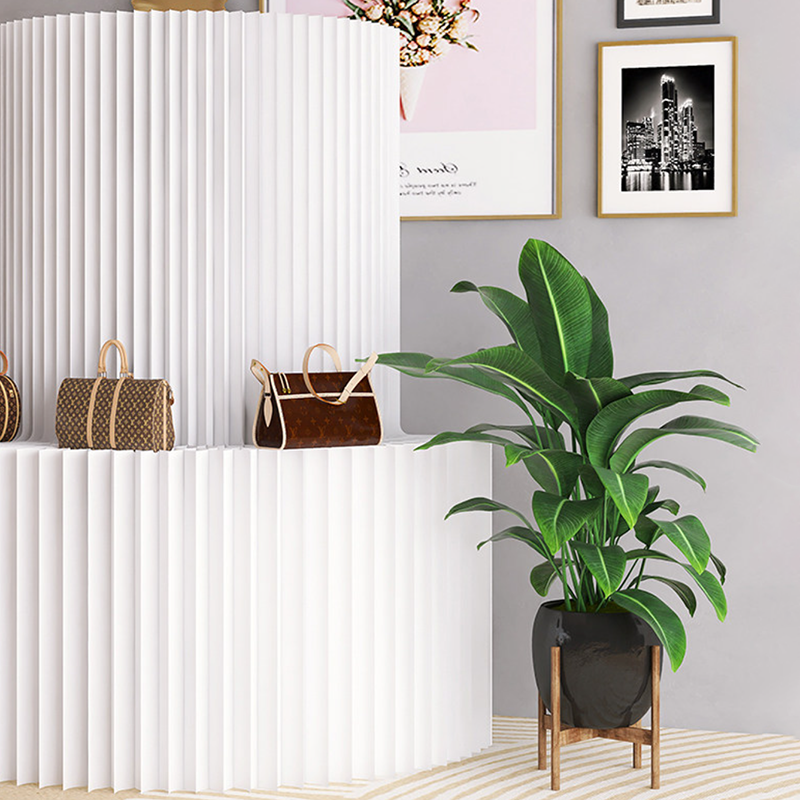 Modern Minimalist Kraft Paper Rectangular Folding Room Divider Shelf Screen For Living Room Office