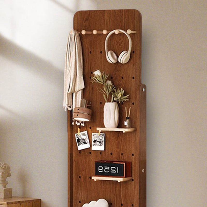 Modern Minimalist MDF Rounded Corner Full-Length Floor Mirror Mobile Shelf With Storage For Living Room & Bedroom