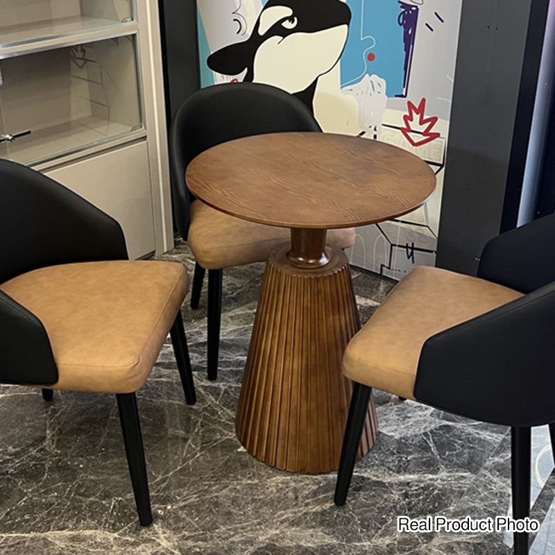 Contemporary Retro Solid Wood Rubberwood & Plywood Round Coffee Table For Living Room, Dining Room & Balcony