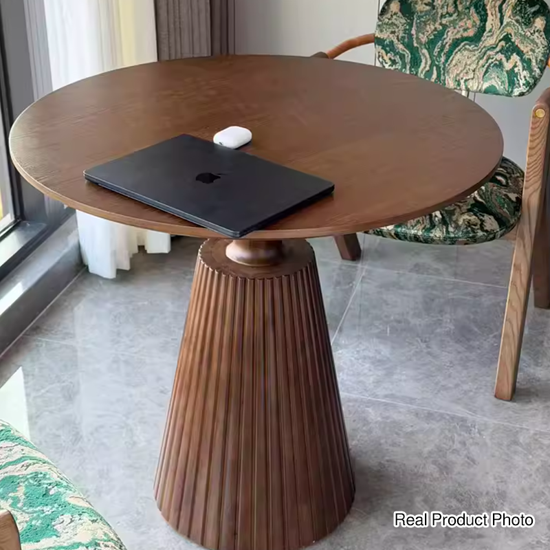 Contemporary Retro Solid Wood Rubberwood & Plywood Round Coffee Table For Living Room, Dining Room & Balcony