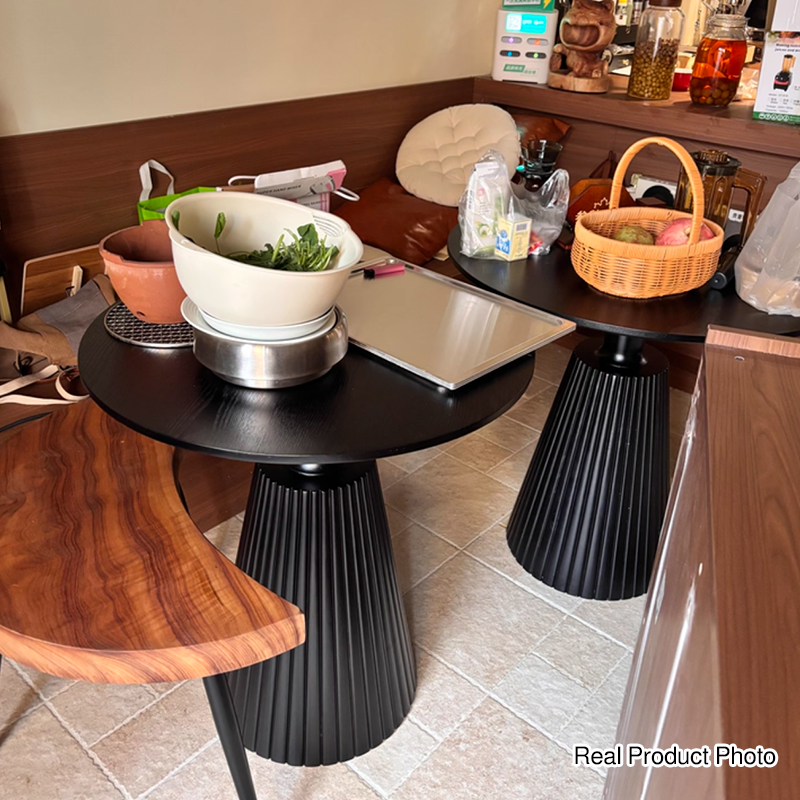 Contemporary Retro Solid Wood Rubberwood & Plywood Round Coffee Table For Living Room, Dining Room & Balcony