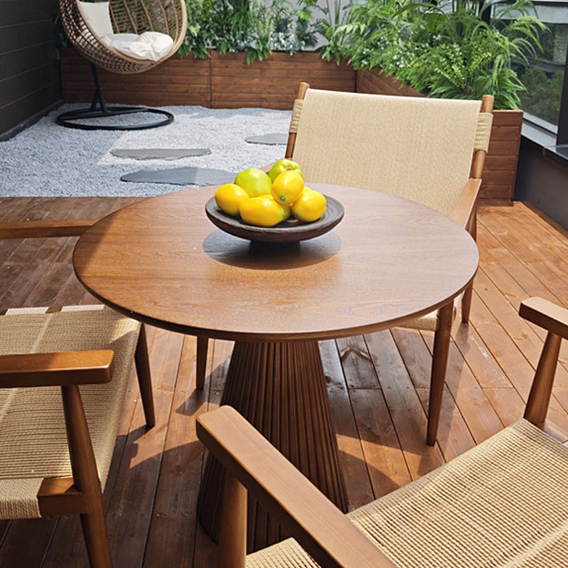 Contemporary Retro Solid Wood Rubberwood & Plywood Round Coffee Table For Living Room, Dining Room & Balcony