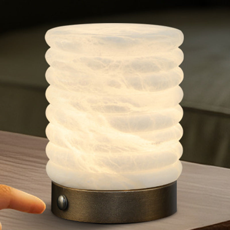 Scandinavian Natural Marble Aluminum Alloy Table Lamp USB Rechargeable - Touch Dimmable Ambient Bedside Lamp For Bedroom Living Room