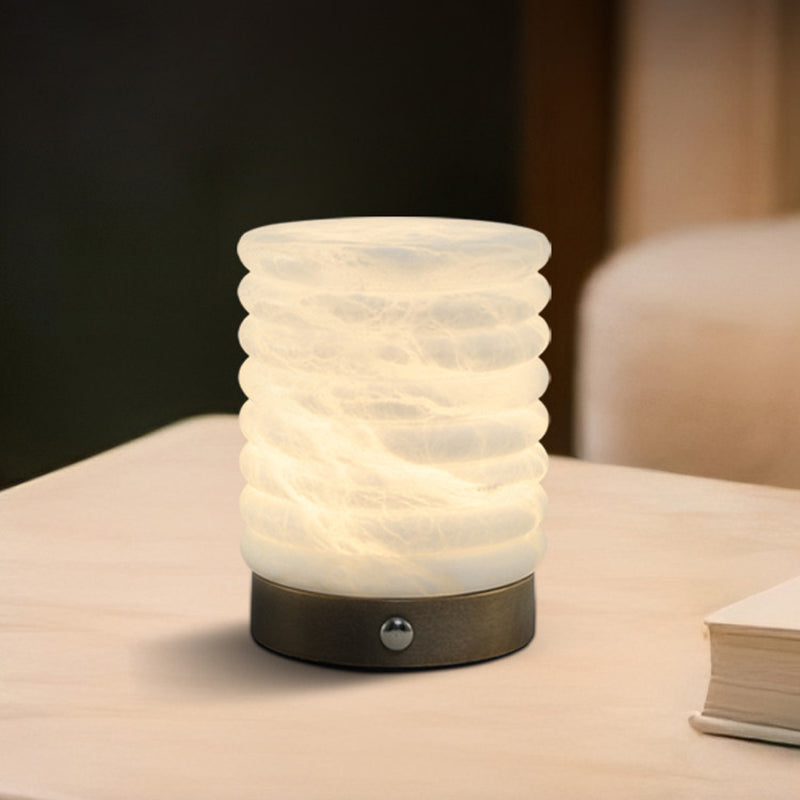 Scandinavian Natural Marble Aluminum Alloy Table Lamp USB Rechargeable - Touch Dimmable Ambient Bedside Lamp For Bedroom Living Room