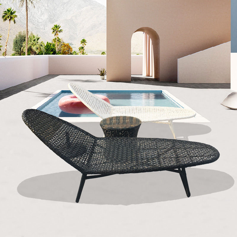 Modern Minimalist Curved Cylindrical Iron Aluminum Glass PE Coffee Table Recliner Backrest For Outdoor
