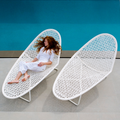 Modern Minimalist Curved Cylindrical Iron Aluminum Glass PE Coffee Table Recliner Backrest For Outdoor