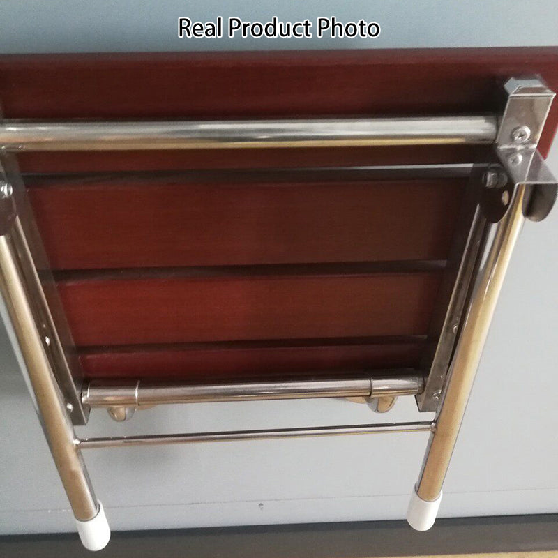 Modern Minimalist Rectangular Wall-mounted Design Wood Stainless Steel Shoe Bench Armless For Entryways