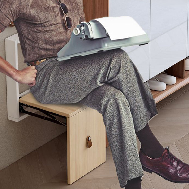 Modern Minimalist Rectangular Wall-Mounted Eco-Board Folding Shoe Bench Armless For Entryways