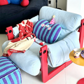 Modern Ash Wood Linen Lounge Chair - Plush Rectangular Accent Armchair For Living Room