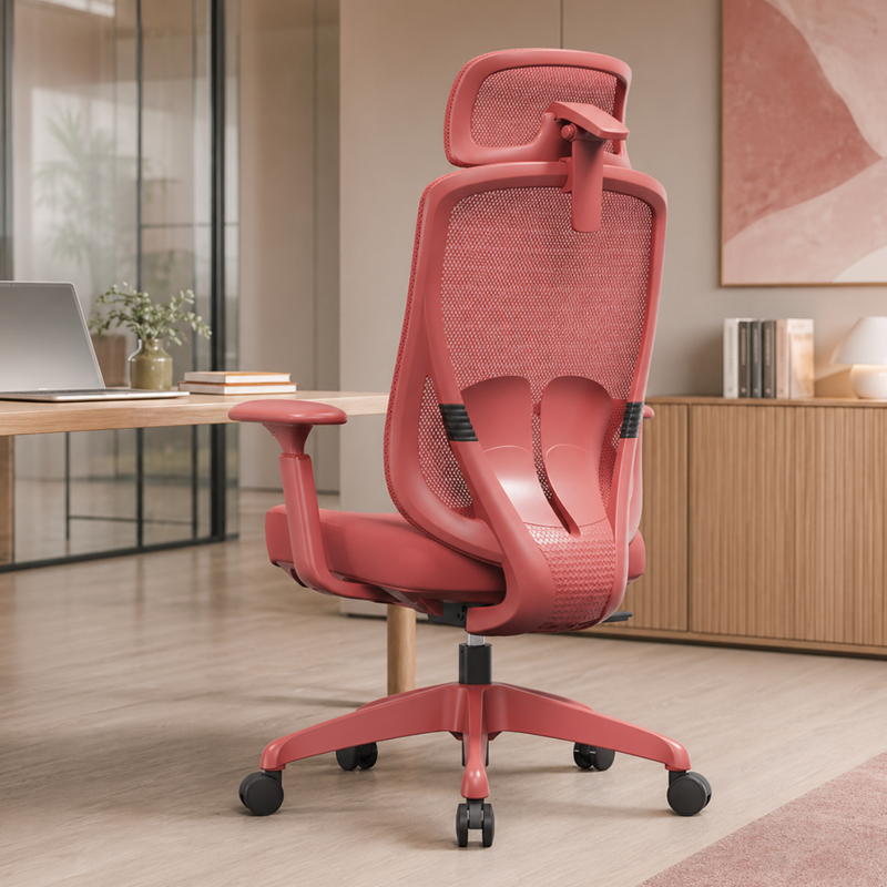 Modern Minimalist Ergonomic Desk Chair: 4D Headrest & Breathable Mesh Fabric - High-Back Gaming Chair For Home Office