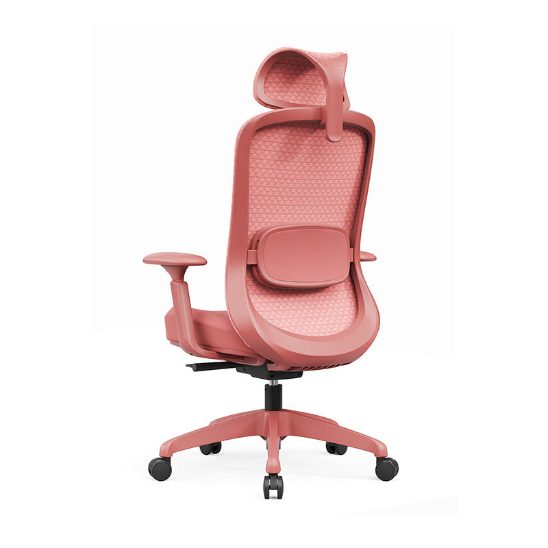 Modern Minimalist Peach-Pink High-Back Desk Chair: 4D Armrest & Breathable Mesh Fabric - Ergonomic Gaming Chair For Home Office