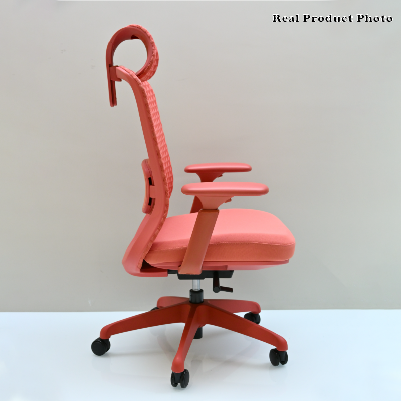 Modern Minimalist Peach-Pink High-Back Desk Chair: 4D Armrest & Breathable Mesh Fabric - Ergonomic Gaming Chair For Home Office