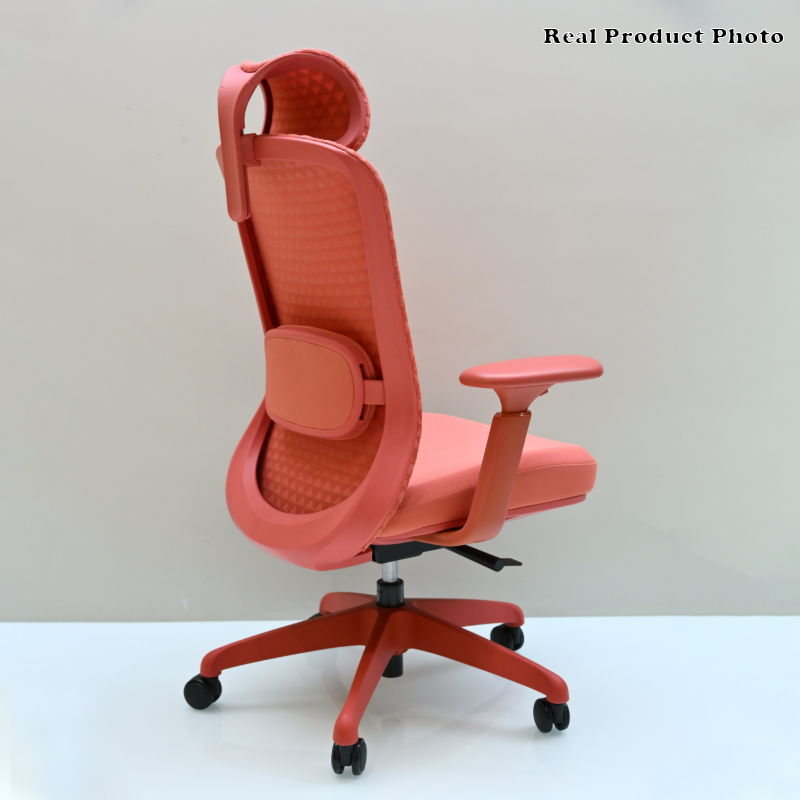 Modern Minimalist Peach-Pink High-Back Desk Chair: 4D Armrest & Breathable Mesh Fabric - Ergonomic Gaming Chair For Home Office