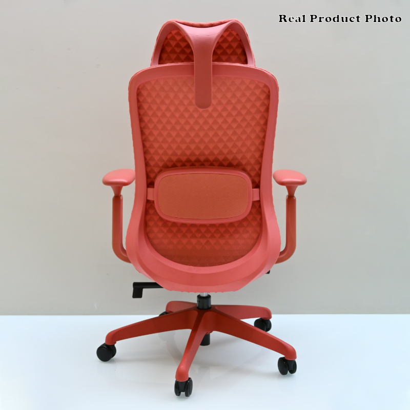 Modern Minimalist Peach-Pink High-Back Desk Chair: 4D Armrest & Breathable Mesh Fabric - Ergonomic Gaming Chair For Home Office