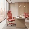 Modern Minimalist Peach-Pink High-Back Desk Chair: 4D Armrest & Breathable Mesh Fabric - Ergonomic Gaming Chair For Home Office