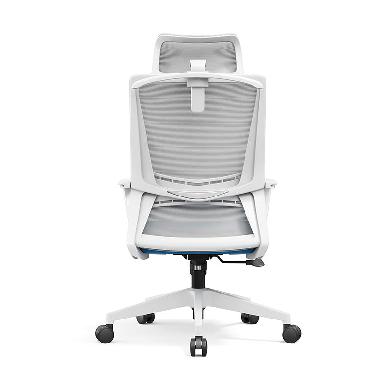 Modern Minimalist Blue-Cushioned High-Back Desk Chair: Breathable Mesh Fabric - Ergonomic Office Chair For Home Office