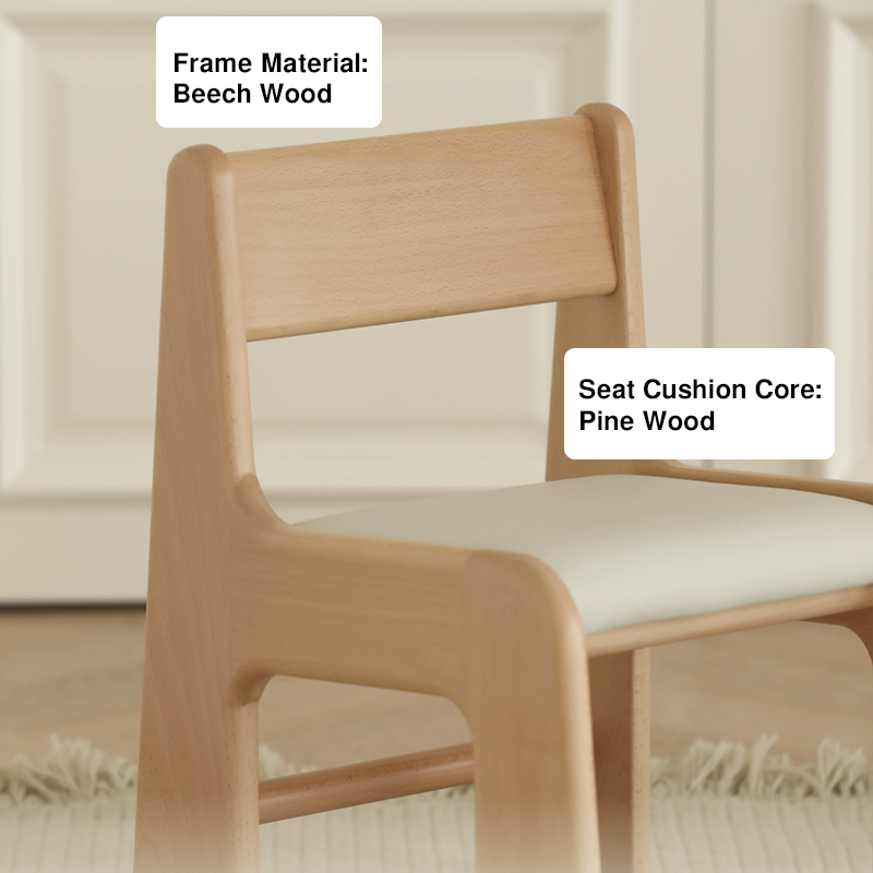 Upholstered Children’s Study Chair Beech Wood Kids Chair - Nordic Toddler Seat With High Backrest Soft Cushion & Rounded Edges For Living Room