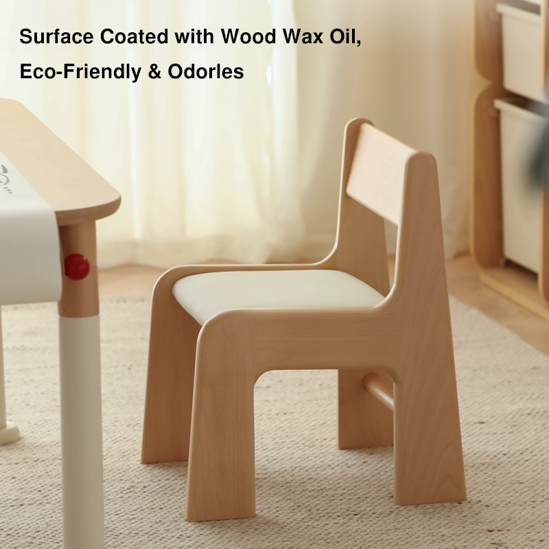 Upholstered Children’s Study Chair Beech Wood Kids Chair - Nordic Toddler Seat With High Backrest Soft Cushion & Rounded Edges For Living Room