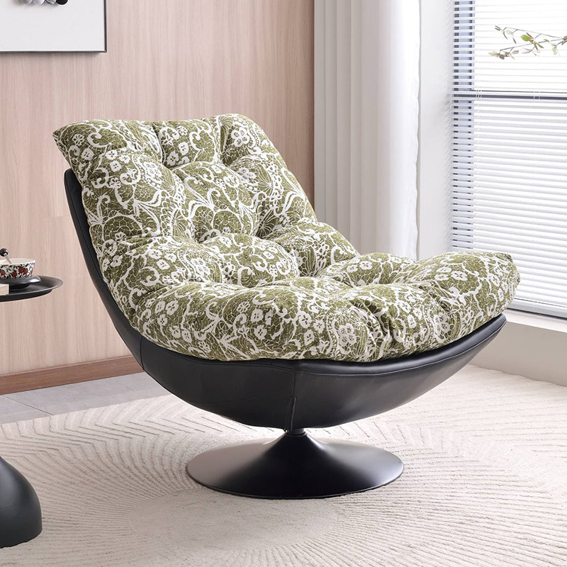 360° Swivel Lazy Lounge Chair Accent Chair - Nordic Chenille & Eco Leather Accent Chair With Plush Cotton Filling & Deep Comfortable Seating For Living Room