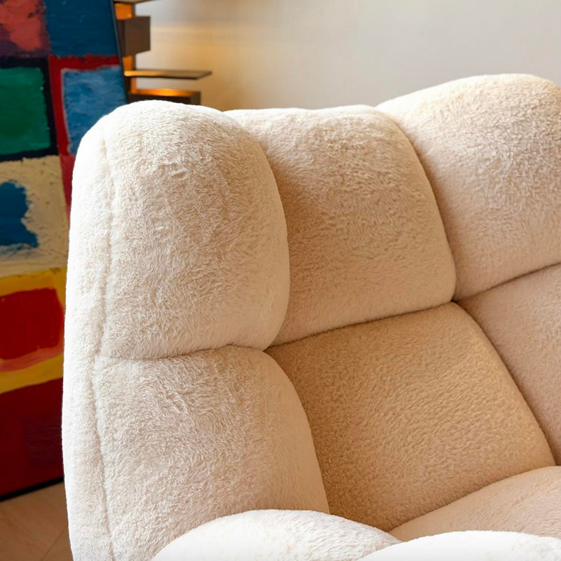 Nordic Plush Rocking Chair With Footrest - Petal Cozy Accent Chair For Living Room