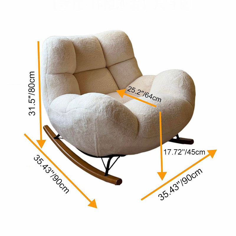 Nordic Plush Rocking Chair With Footrest - Petal Cozy Accent Chair For Living Room