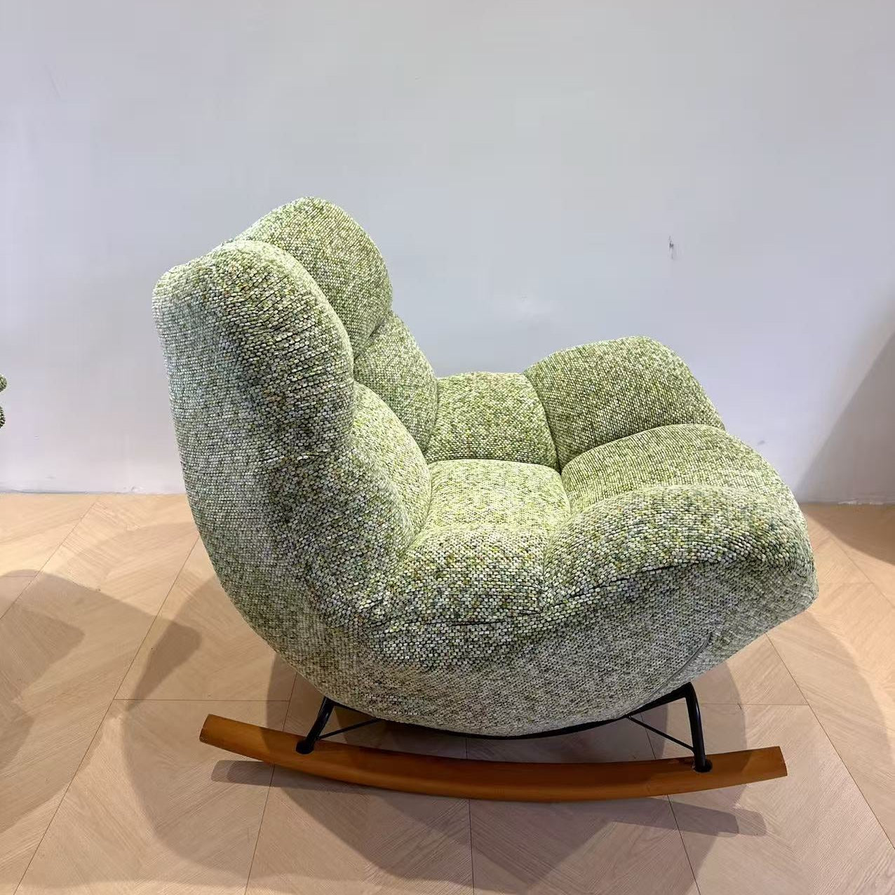 Nordic Plush Rocking Chair With Footrest - Petal Cozy Accent Chair For Living Room