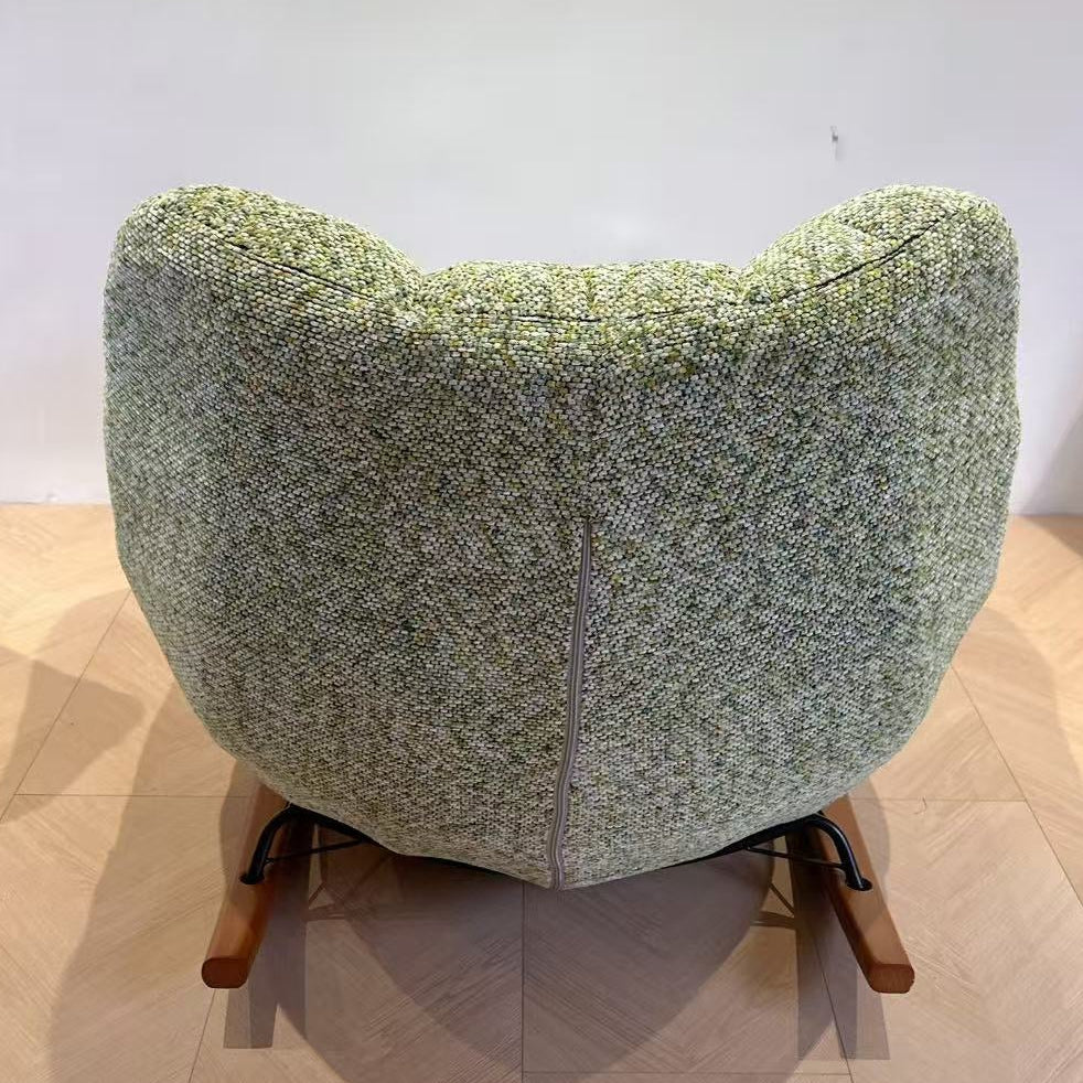 Nordic Plush Rocking Chair With Footrest - Petal Cozy Accent Chair For Living Room