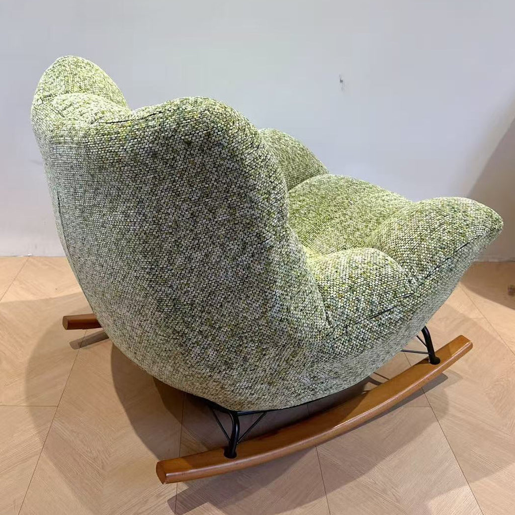Nordic Plush Rocking Chair With Footrest - Petal Cozy Accent Chair For Living Room
