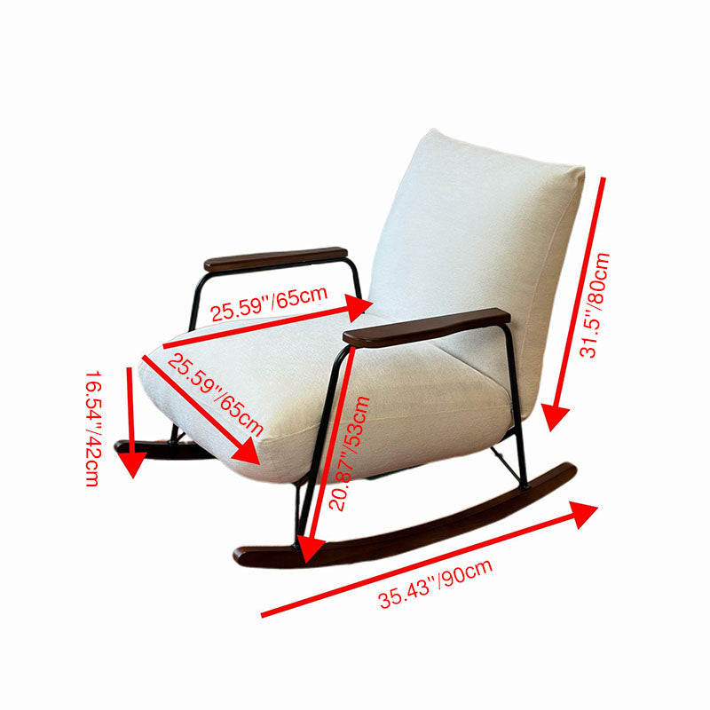 Mid-Century Adjustable Chenille & Sherpa Fabric Rocking Chair - Single Lounge Chair For Living Room