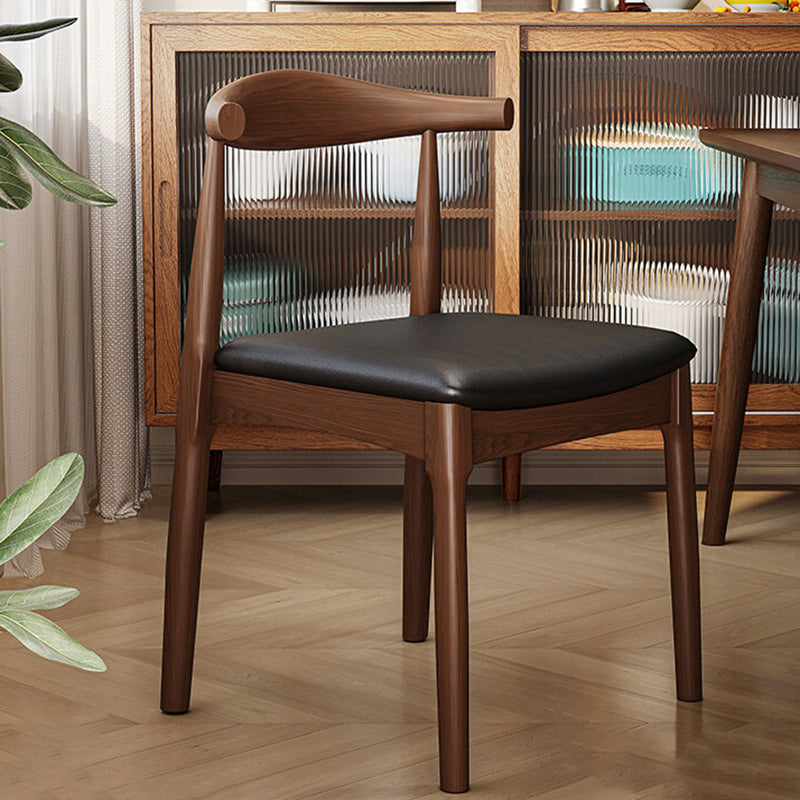 Contemporary Nordic Ash Wood PU Leather Horn Dining Chair Backrest For Dining Room