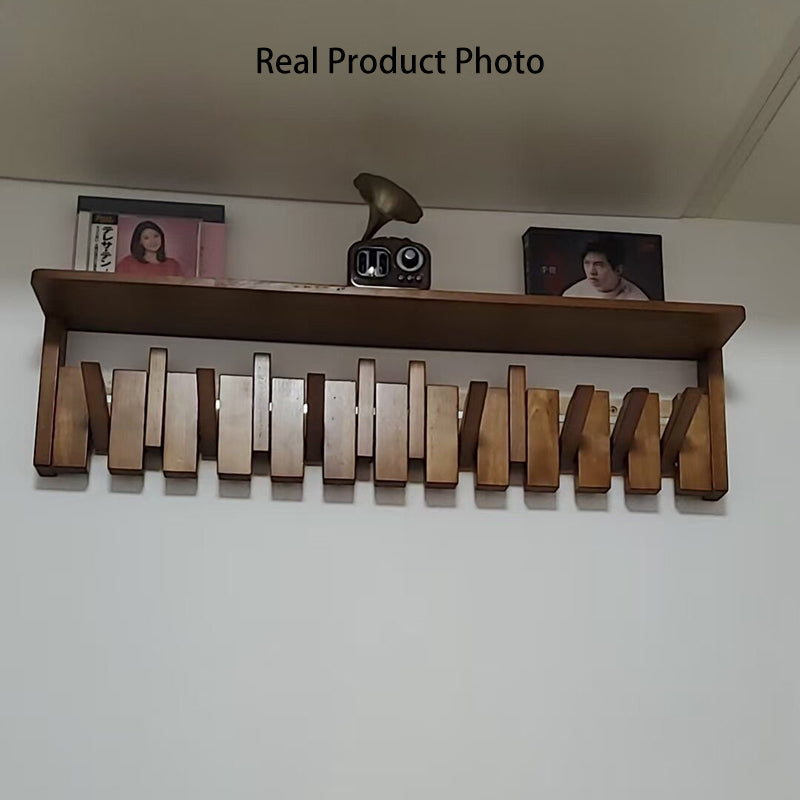 Contemporary Nordic Rectangular Piano-Key Rubberwood Wall-Mounted Coat Rack Hall Tree 1-Tier For Bedroom & Entryways