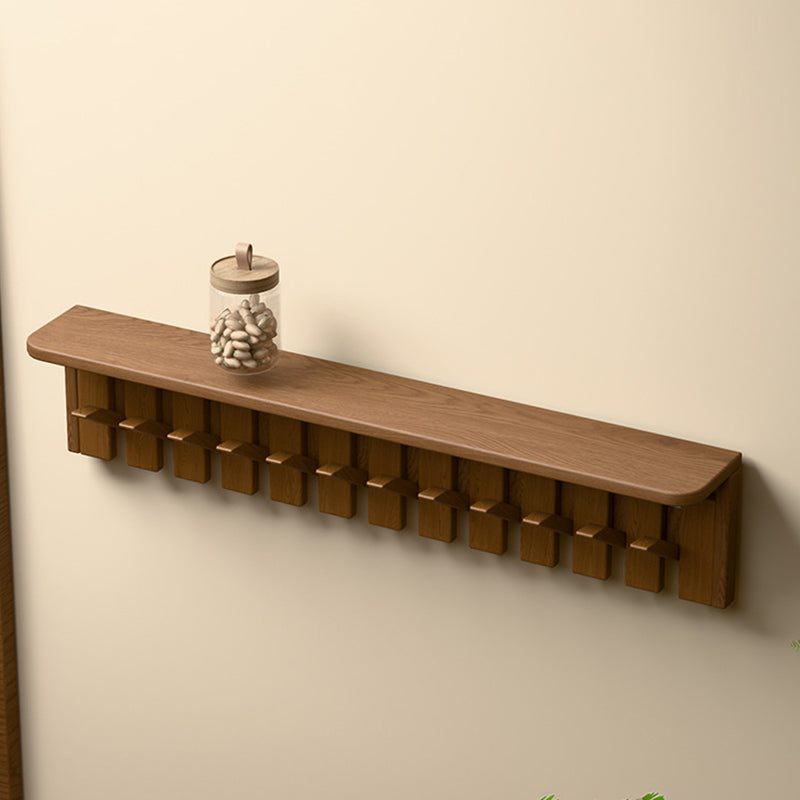 Contemporary Nordic Rectangular Piano-Key Rubberwood Wall-Mounted Coat Rack Hall Tree 1-Tier For Bedroom & Entryways