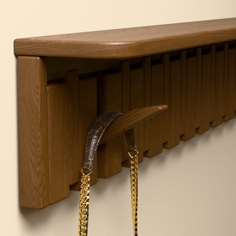 Contemporary Nordic Rectangular Piano-Key Rubberwood Wall-Mounted Coat Rack Hall Tree 1-Tier For Bedroom & Entryways