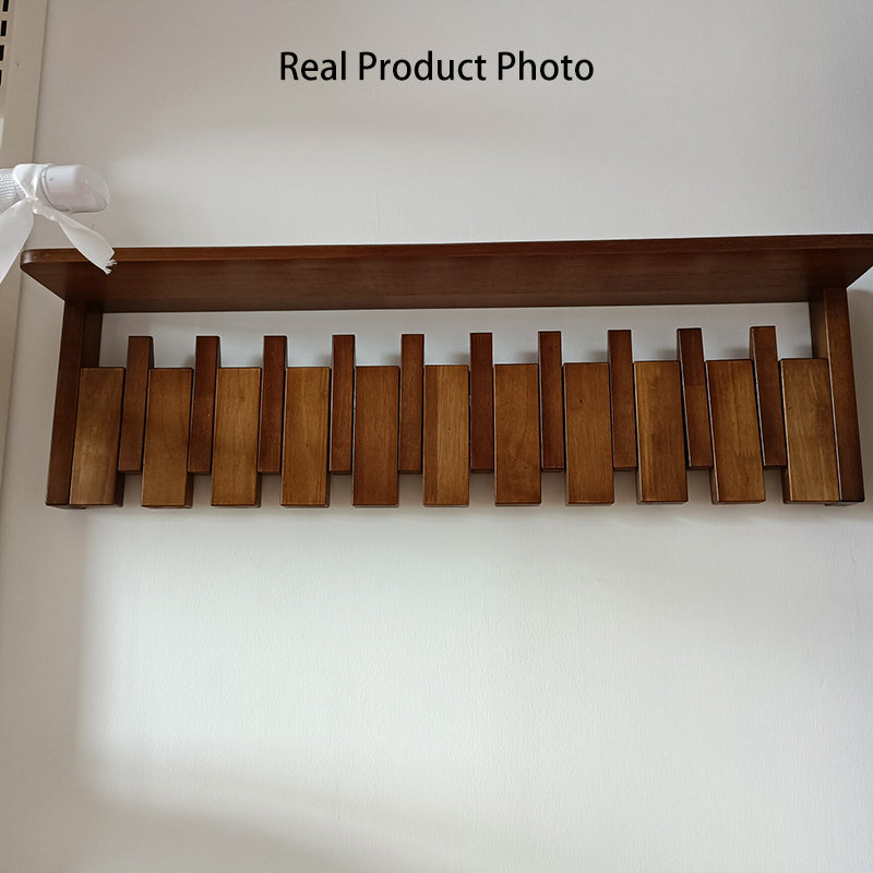 Contemporary Nordic Rectangular Piano-Key Rubberwood Wall-Mounted Coat Rack Hall Tree 1-Tier For Bedroom & Entryways