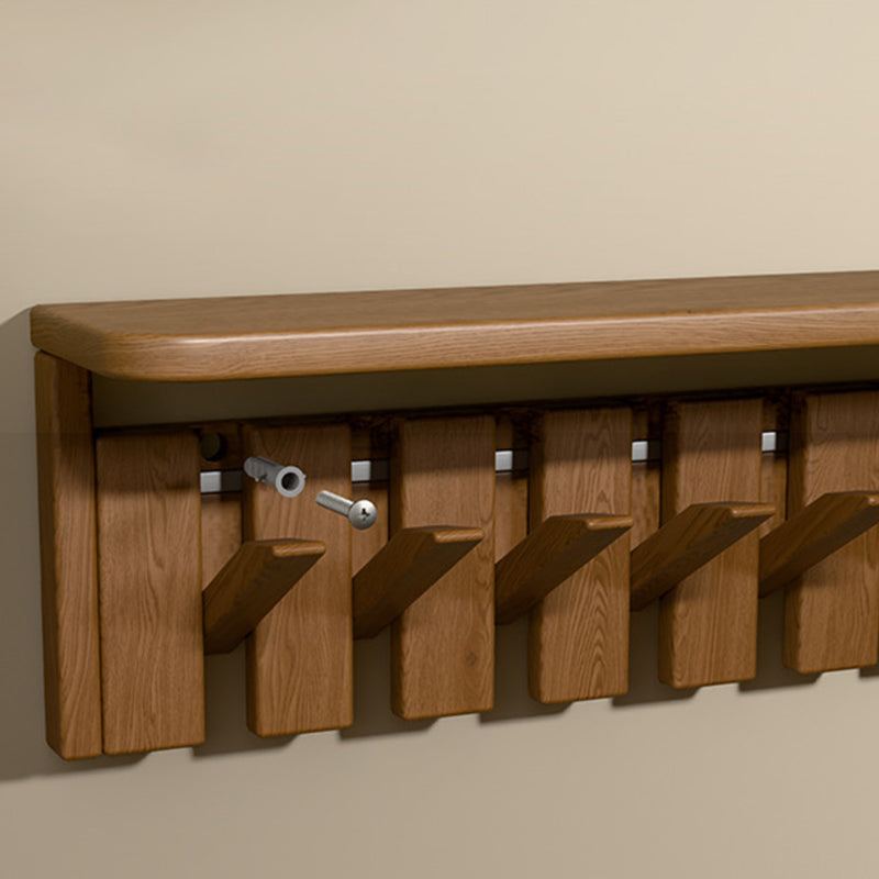 Contemporary Nordic Rectangular Piano-Key Rubberwood Wall-Mounted Coat Rack Hall Tree 1-Tier For Bedroom & Entryways
