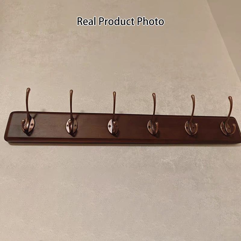 Contemporary Nordic Rectangular Finger-Jointed Wood Aluminum Wall-Mounted Coat Rack Hall Tree For Bedroom & Entryways