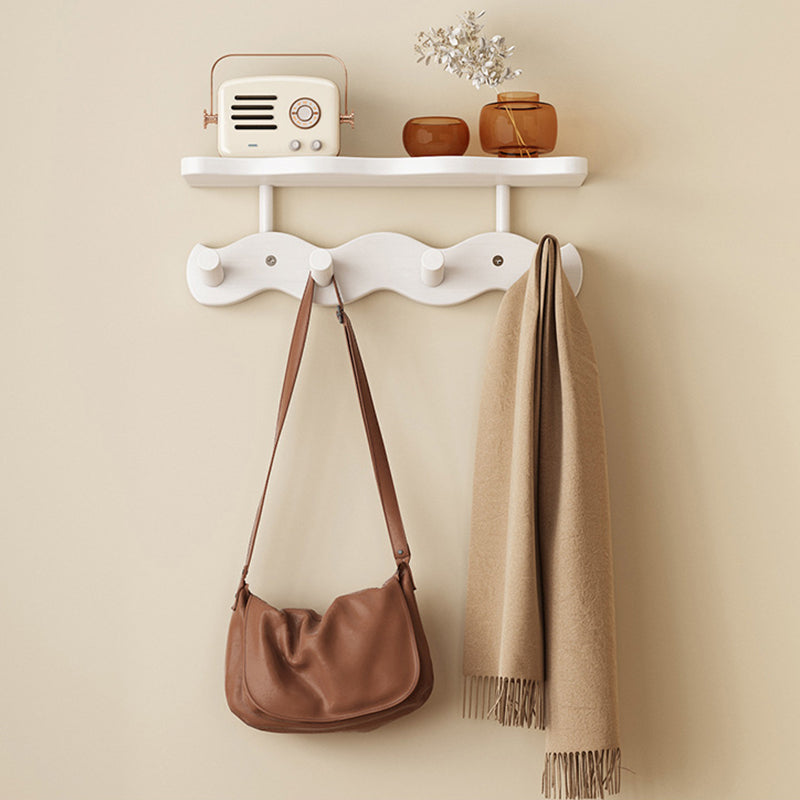 Contemporary Nordic Rectangular Wavy Bamboo Medium Density Fiberboard Wall-Mounted Coat Rack Hall Tree 1/2 Tier For Bedroom & Entryways