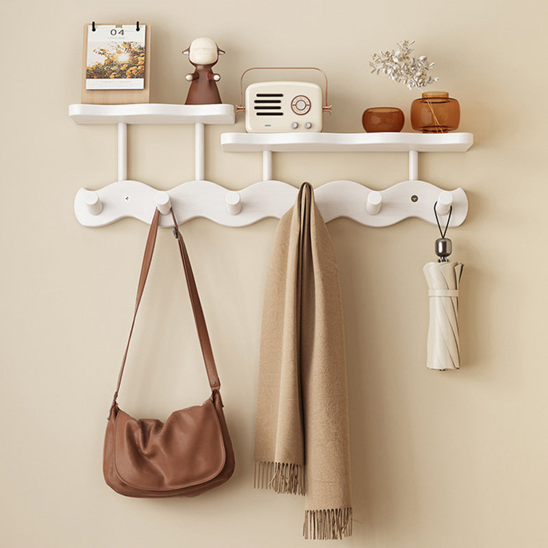 Contemporary Nordic Rectangular Wavy Bamboo Medium Density Fiberboard Wall-Mounted Coat Rack Hall Tree 1/2 Tier For Bedroom & Entryways